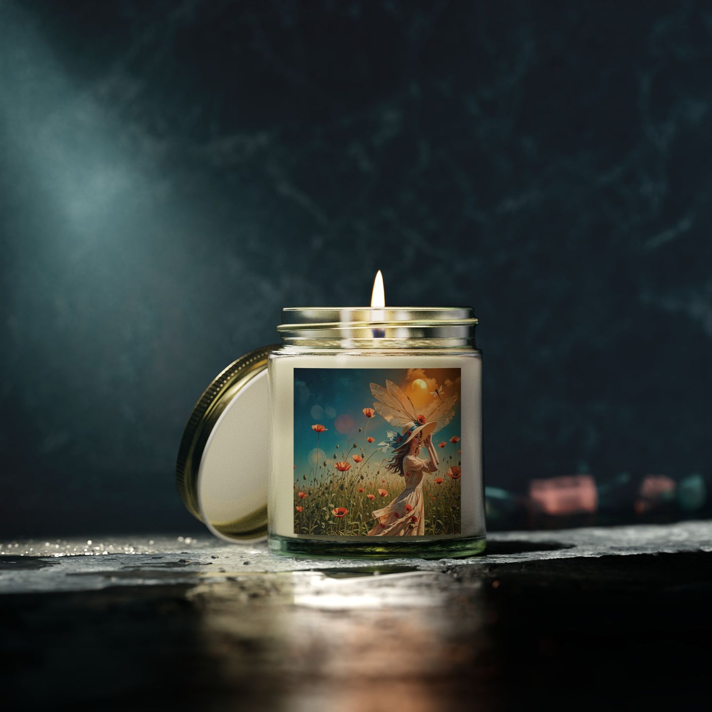 Poppies Scented Candle - Coconut Apricot Wax (4oz, 9oz) - Garden Beauty