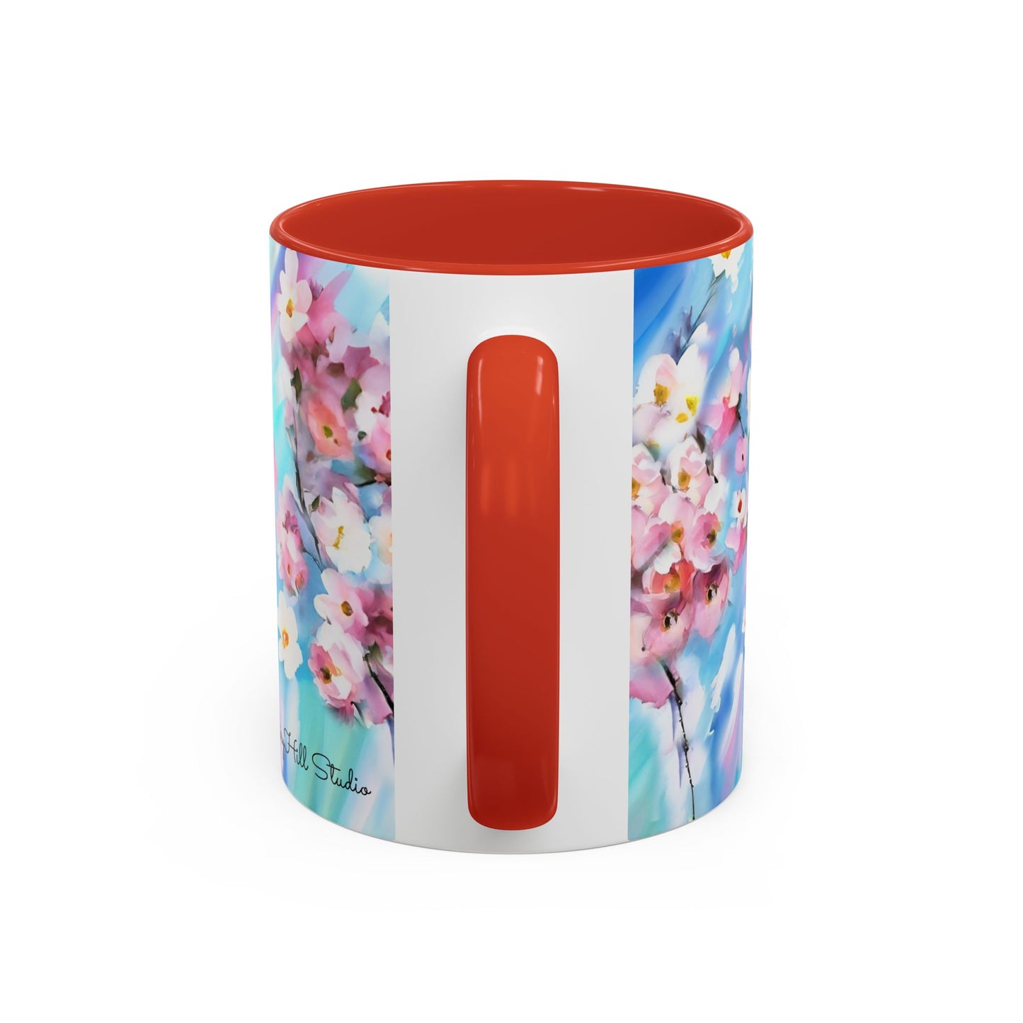 Coffee Mug - Floral Cherry Blossoms Canvas on Blue Sky Background