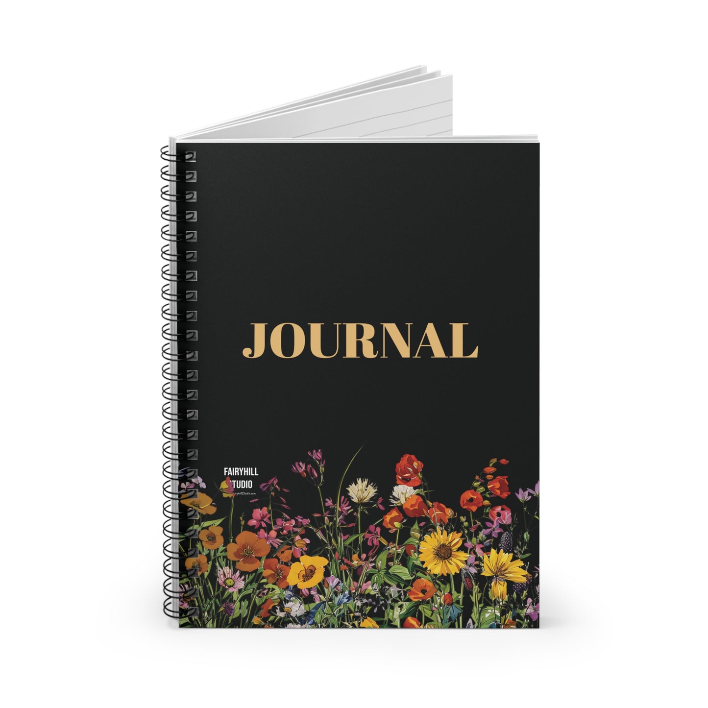 Spiral Notebook - Midnight Garden Wild Flowers Art - Ruled Line