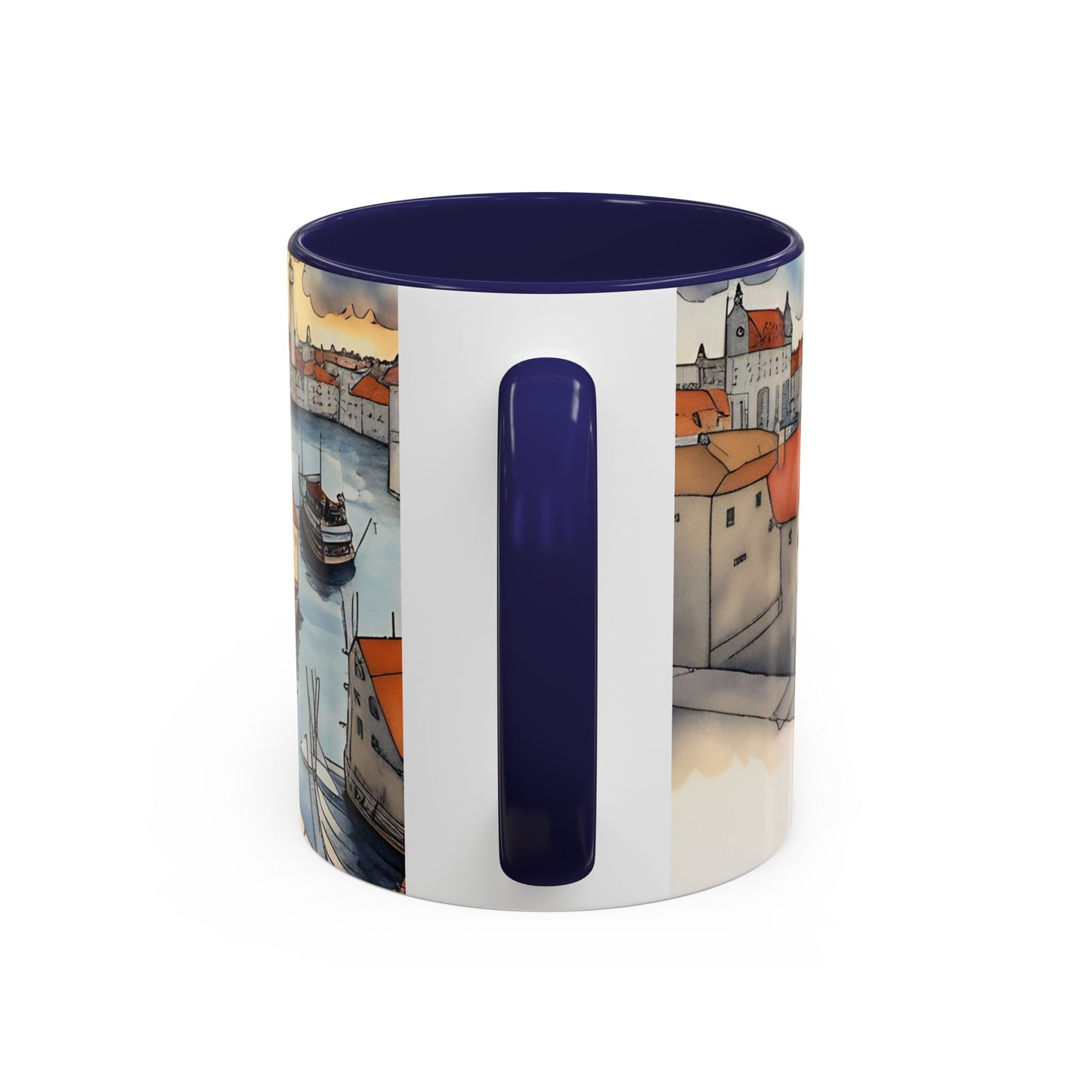 Girl with Black cat on a roof top Art-Themed Coffee Mug - 11 & 15oz Accent Mug for Musroom Fsiry Lovers