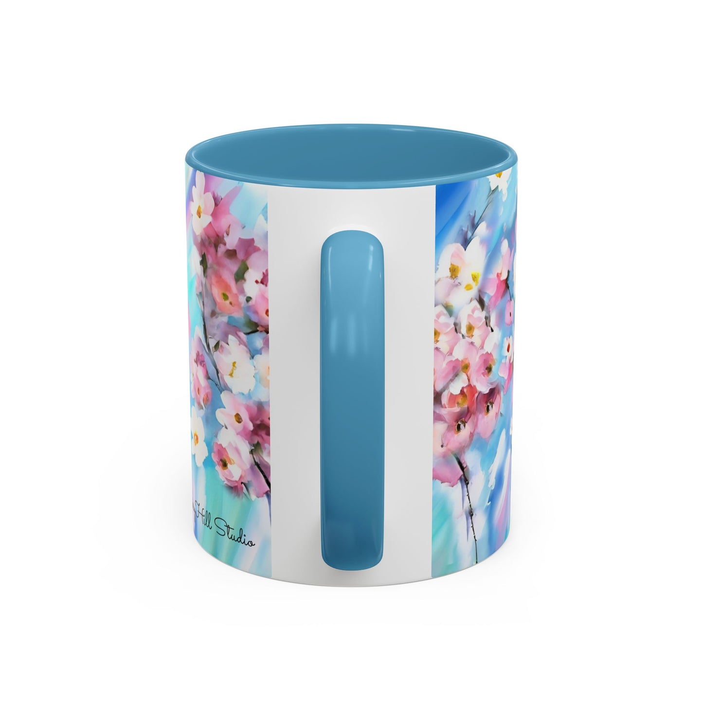 Coffee Mug - Floral Cherry Blossoms Canvas on Blue Sky Background