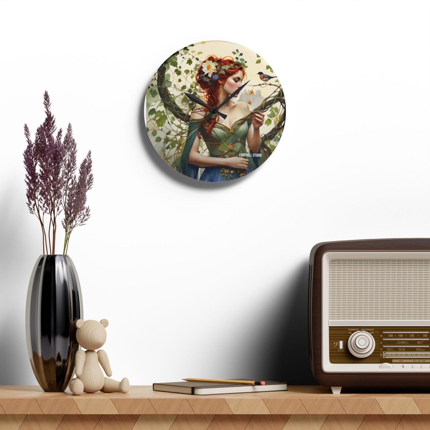 Acrylic Wall Clock Princess and the bird/Art
