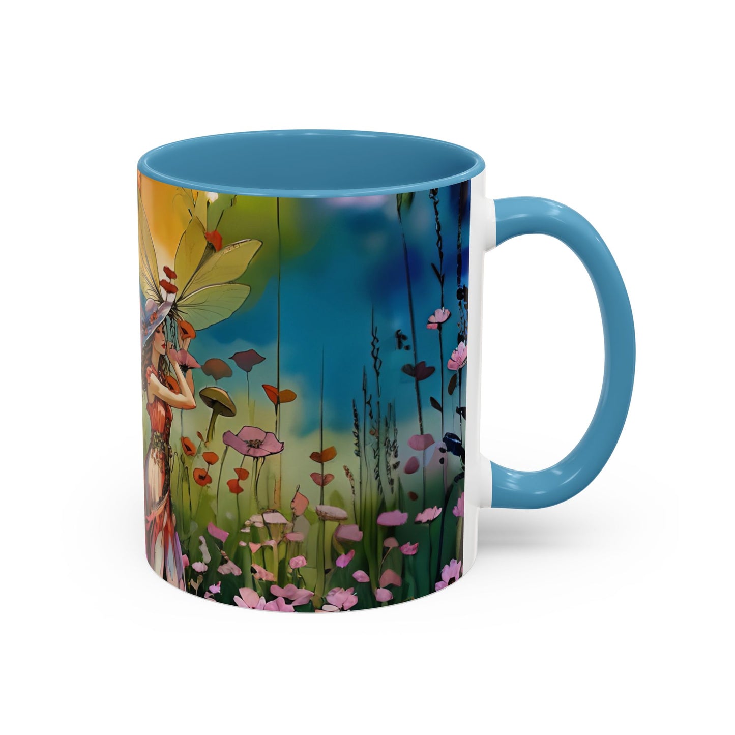 Mug - Lovely Romantic Girl Gathering Flowers in Summer Field