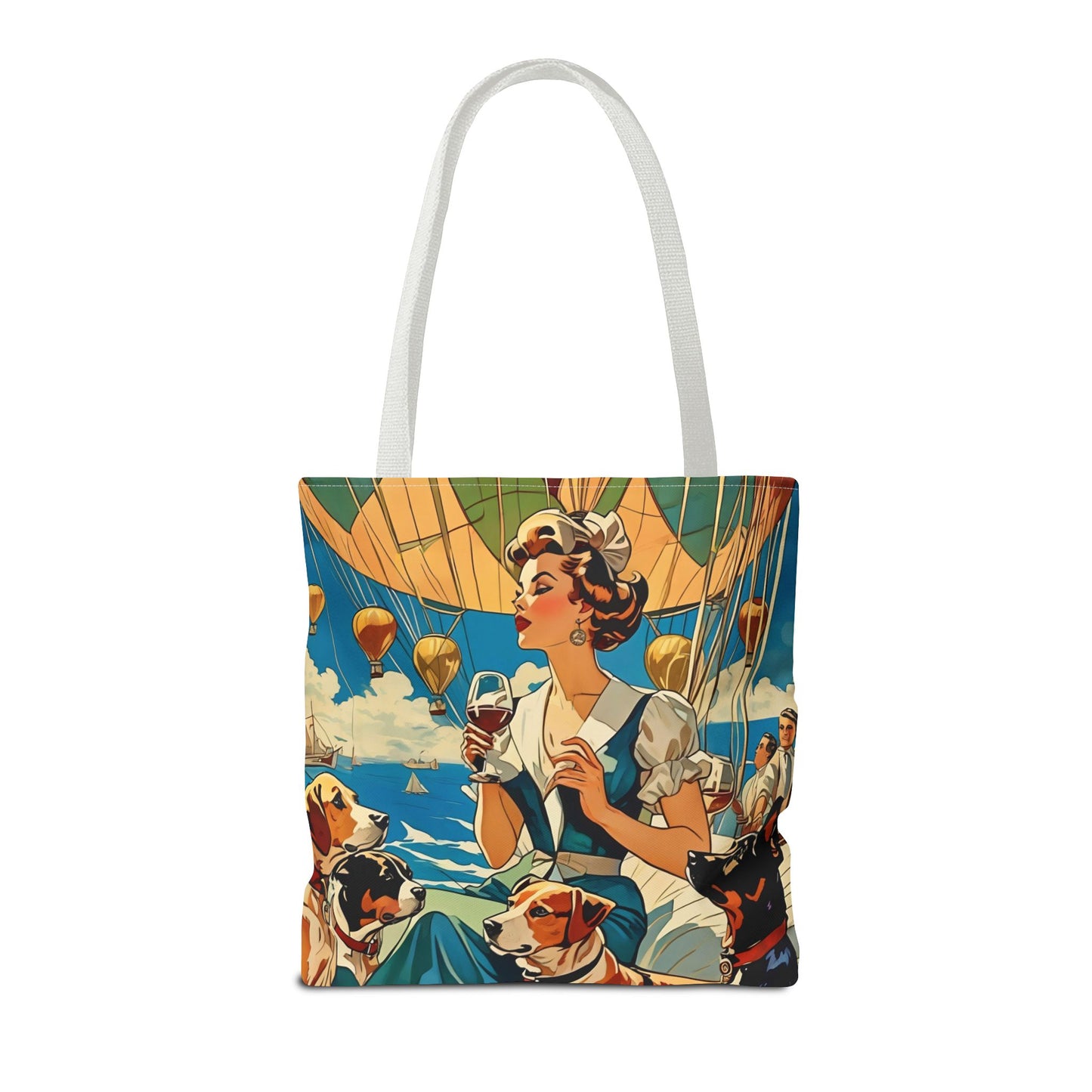 Vintage Hot Air Balloon Dog Lover Tote Bag