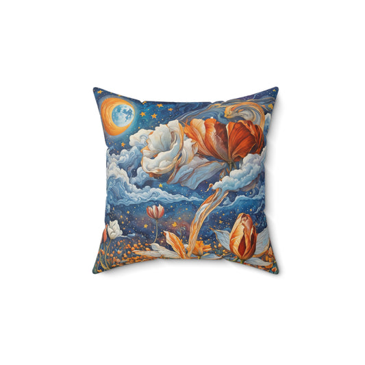 Celestial Tulips Square Pillow -  by Fairyhill Studio