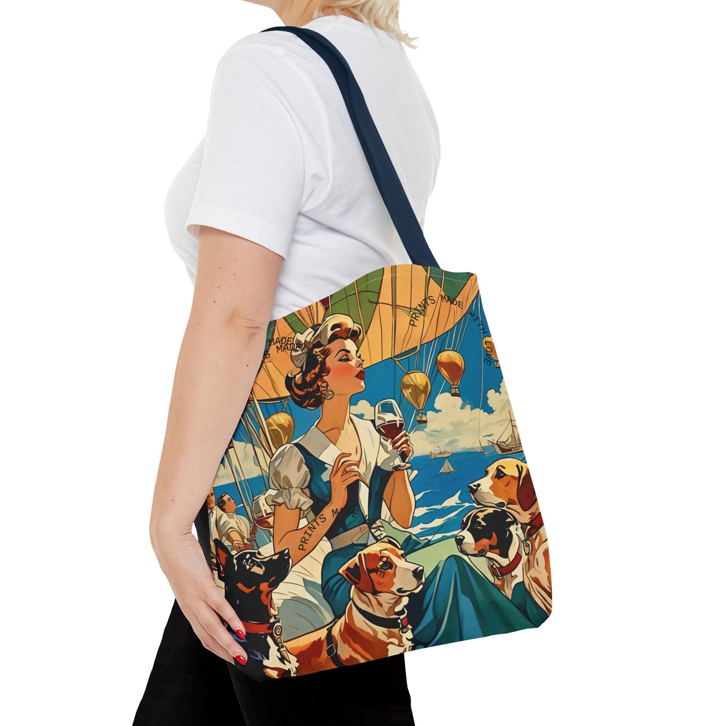 Vintage Hot Air Balloon Dog Lover Tote Bag