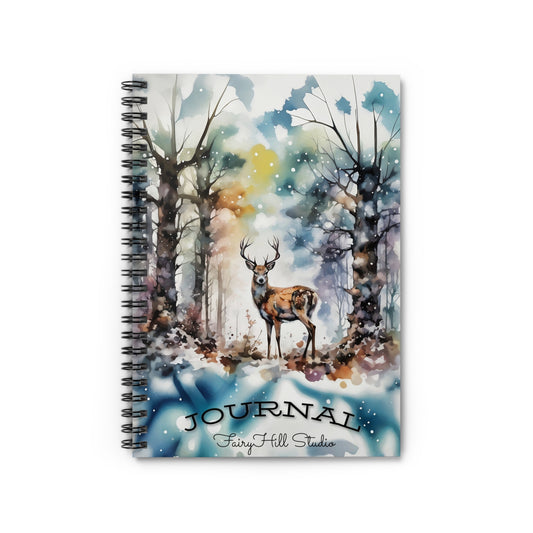 Spiral Notebook - Winter Deer Ruled Line Notebook by FairyHill Studio