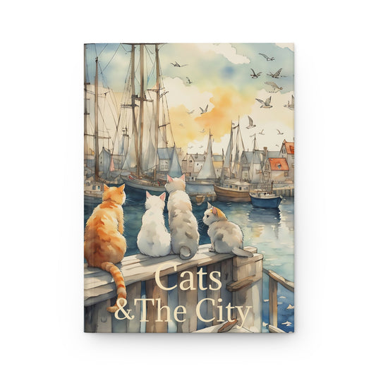Cats and the city hard cover Journal hard Cover ,Notebook gift art Matte