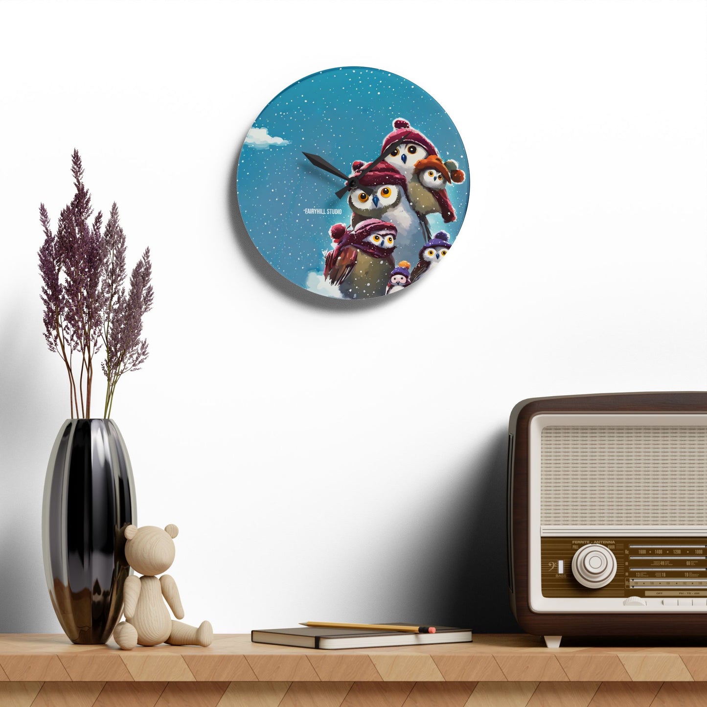 Acrylic Wall Clock Snow Penguins/Art