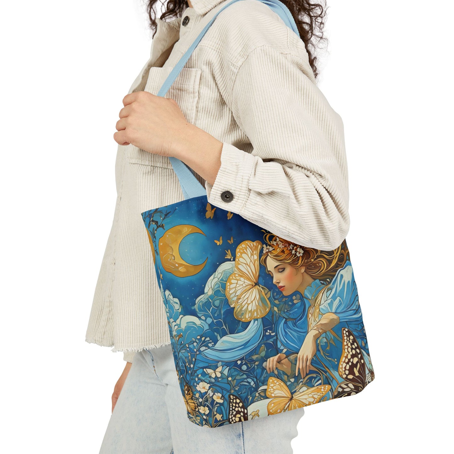 Colorful Moon Goddess-Inspired Canvas Tote Bag - Perfect for Beach Days, Eco-Friendly Shopping, and Summer Fun!