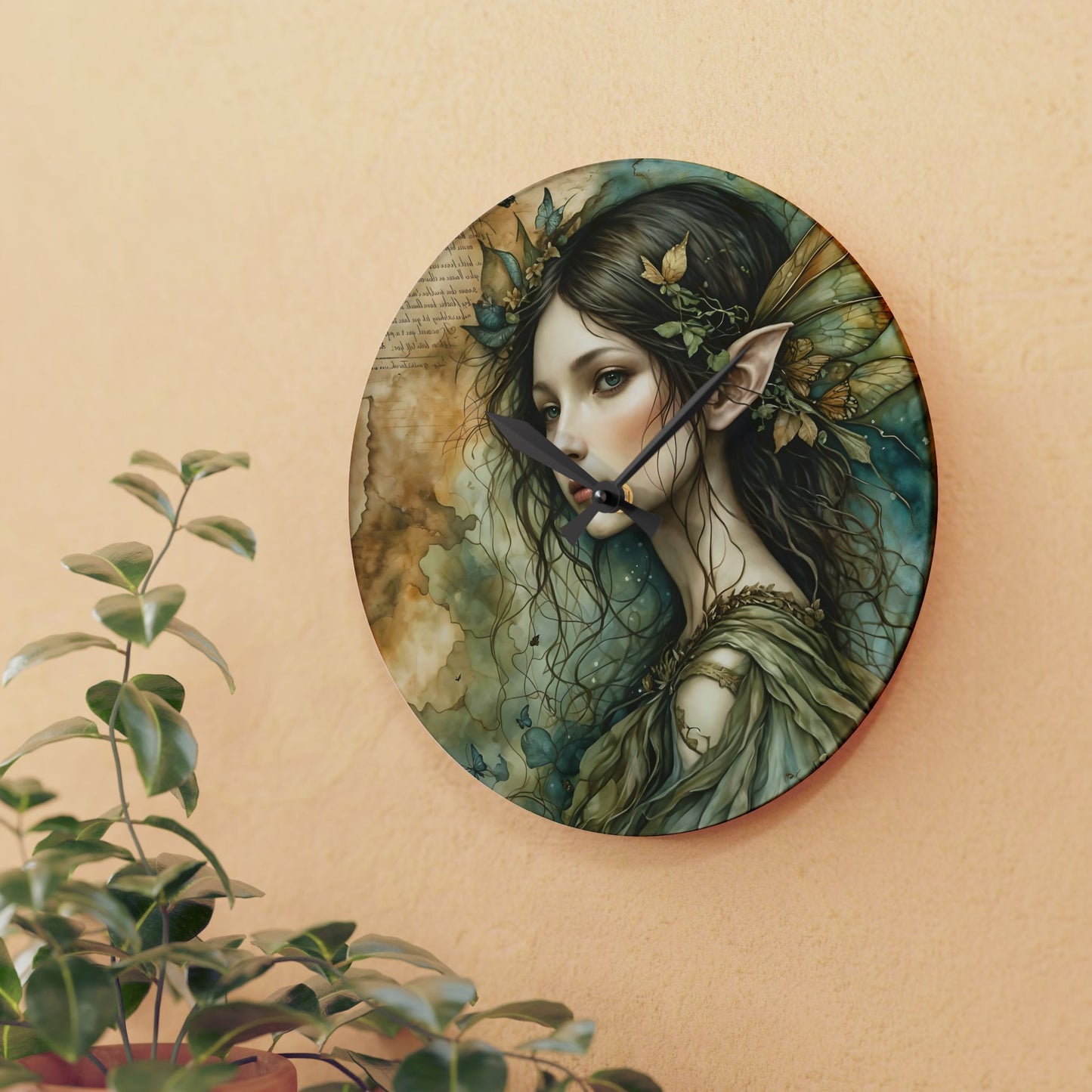 Wall Clock Forest Fairy/Elf Art