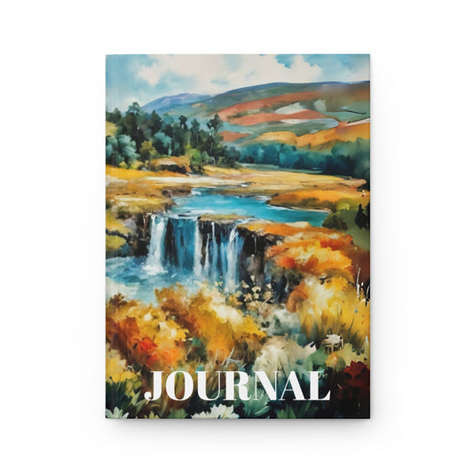 Hardcover Journal Matte - Village by the Pond Watercolor Art