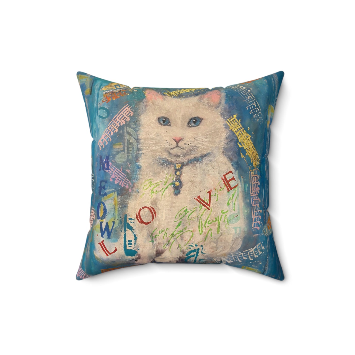 Wall Clock - White Cat Lovers Love Art by Fairyhill Studio