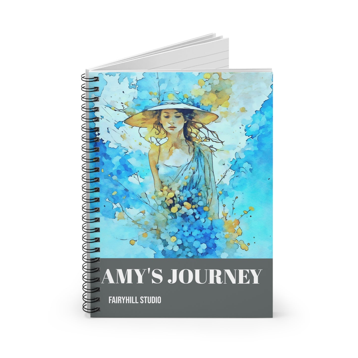 Personalized Ruled Line Journal - Blue Summer Art
