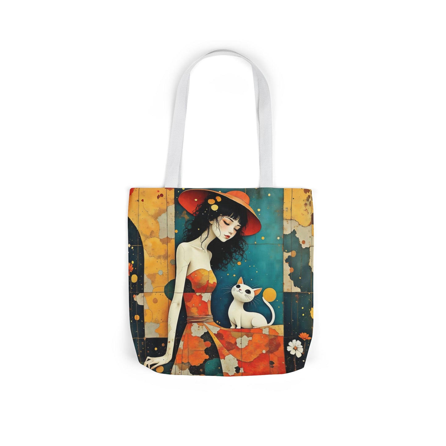 Colorful Cat -Inspired Canvas Tote Bag - Perfect for Beach Days, Eco-Friendly Shopping, and Summer Fun!