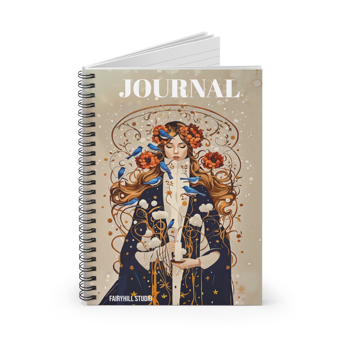 Spiral Notebook -Blue birds in winter / Art