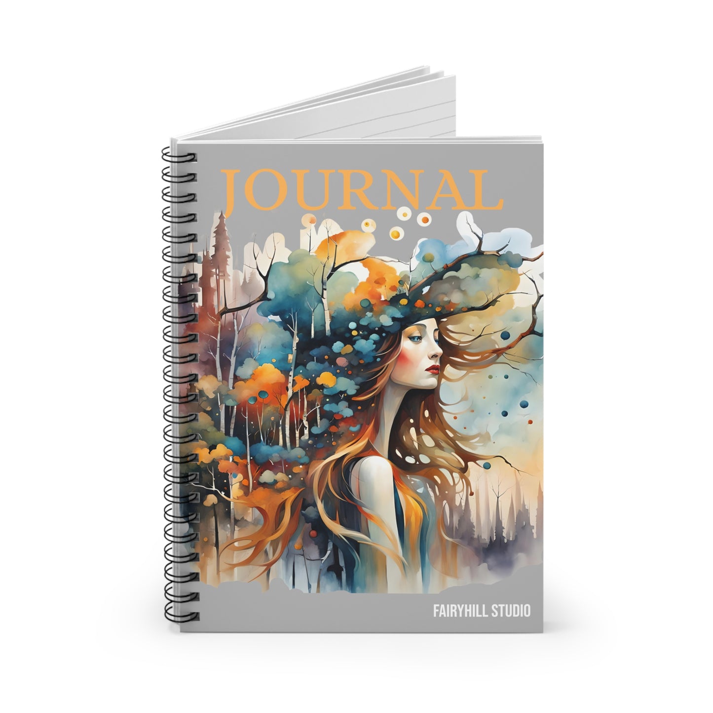 Fairy Hill Studio Woman with hat Art Journal, Spiral Notebook - Ruled Line