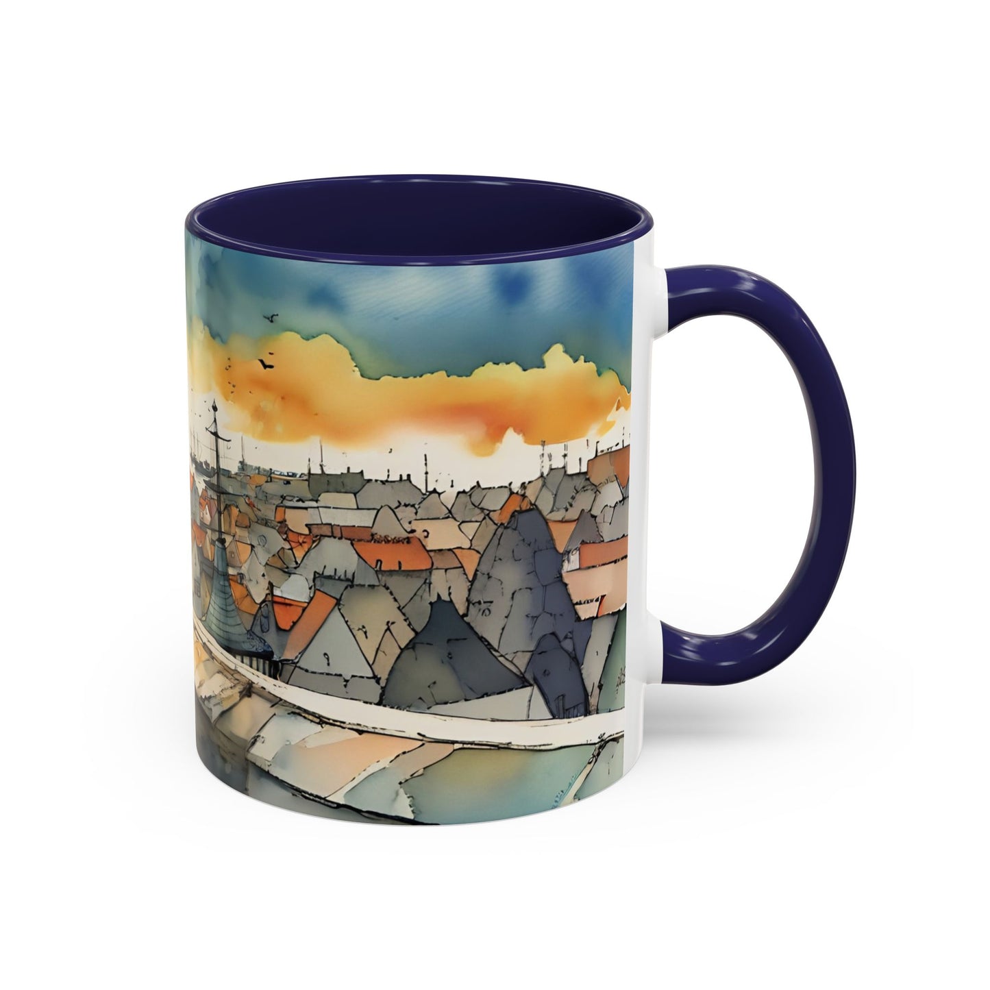 Black cat on a roof top Art-Themed Coffee Mug - 11 & 15oz Accent Mug for Musroom  Fsiry Lovers