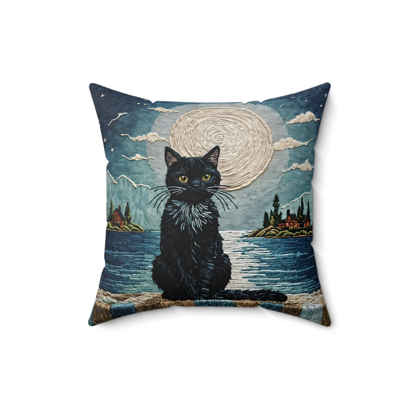 Black Cat Moonlight Pillow