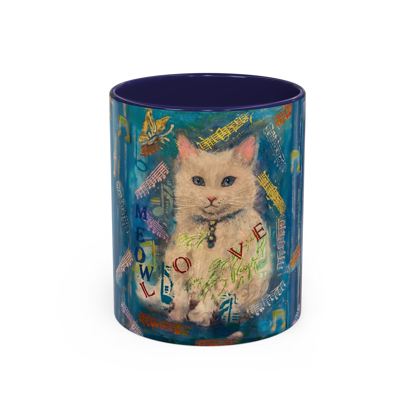Mug White Cat Love Art