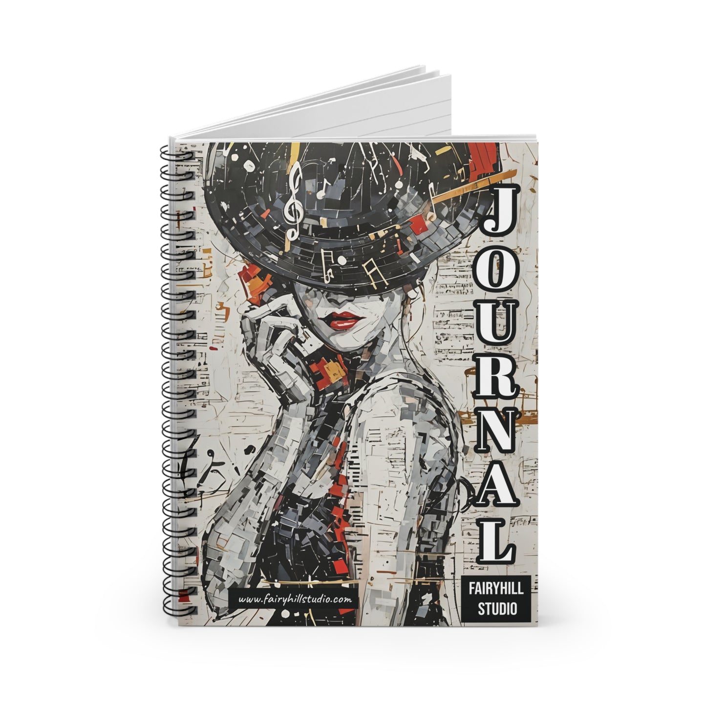 Spiral Notebook Pop Star with red phone Journal - Ruled Line