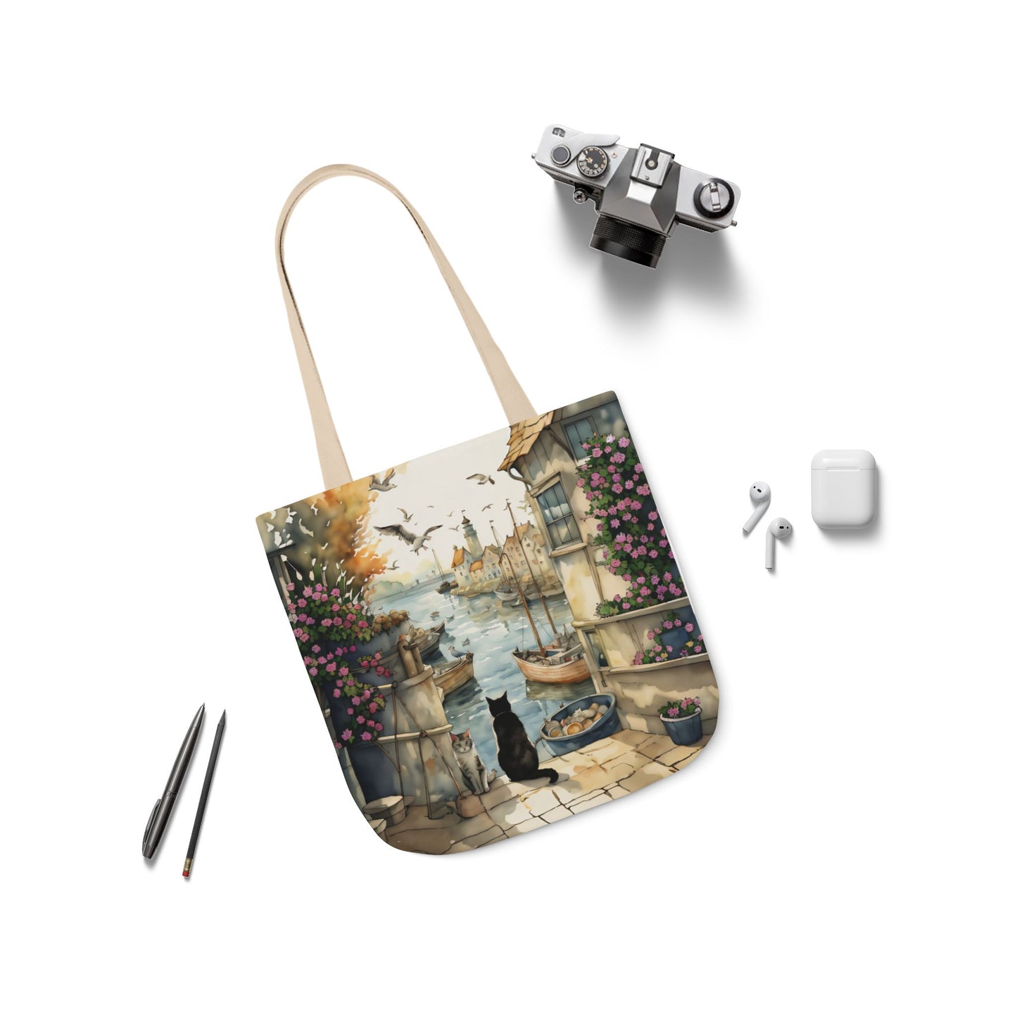 Harbour Cats by FairyHill Studio - Canvas Tote Bag - Perfect for Beach Days, Eco-Friendly Shopping, and Summer Fun!