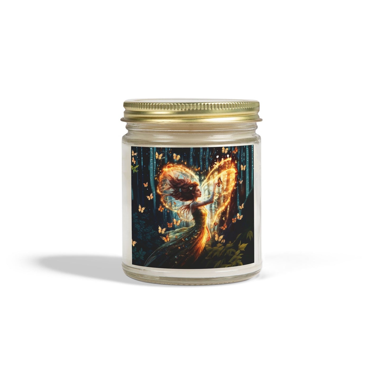 Scented Candle - Garden Fairy with butterflies - Coconut Apricot Wax (4oz, 9oz)