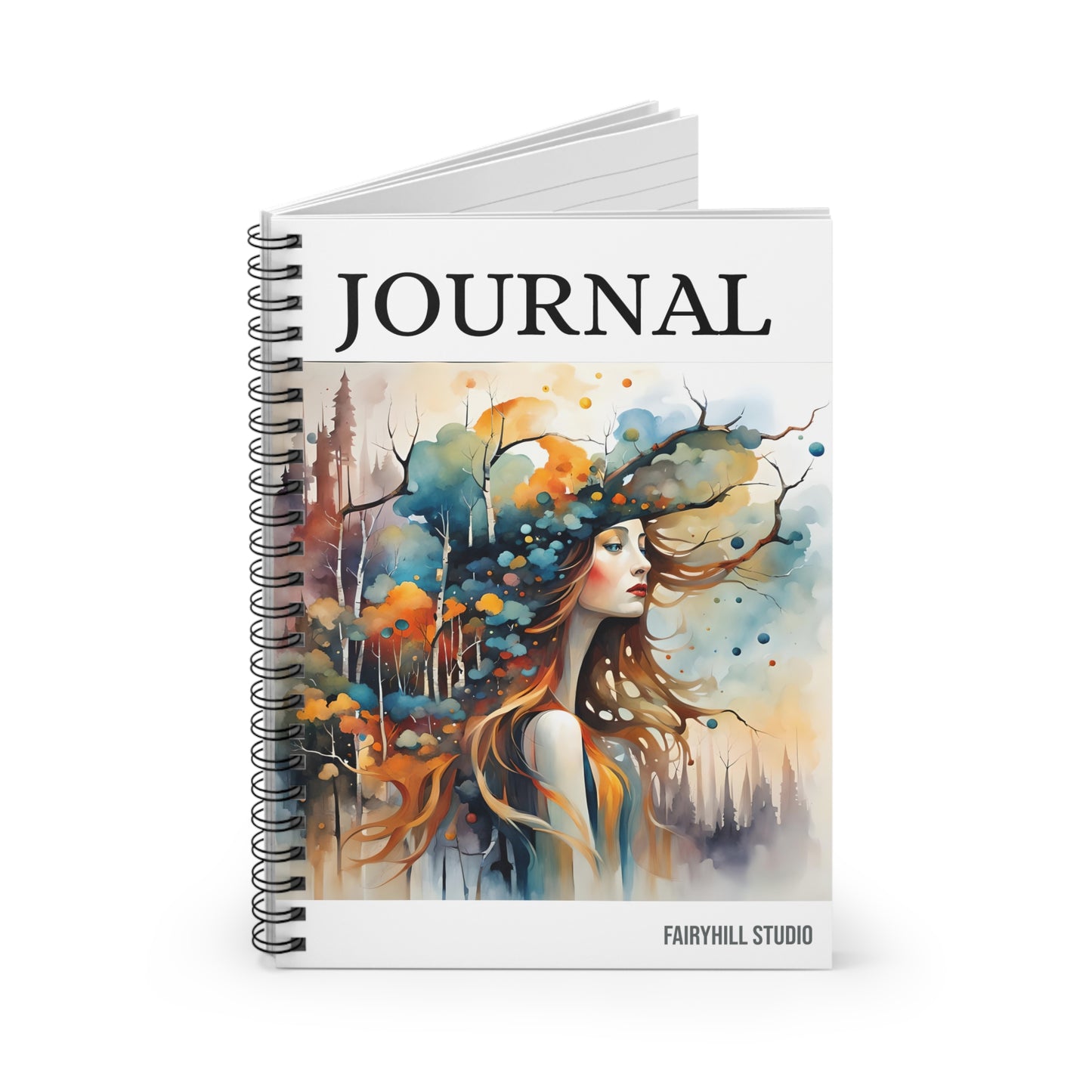 Fairy Hill Studio Woman with hat Art Journal, Spiral Notebook - Ruled Line