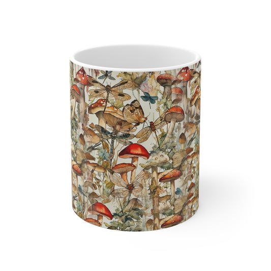 Elegant Floral Art Mug - 11ozBotanical Mushrooms Coffee Cup for Art Lovers
