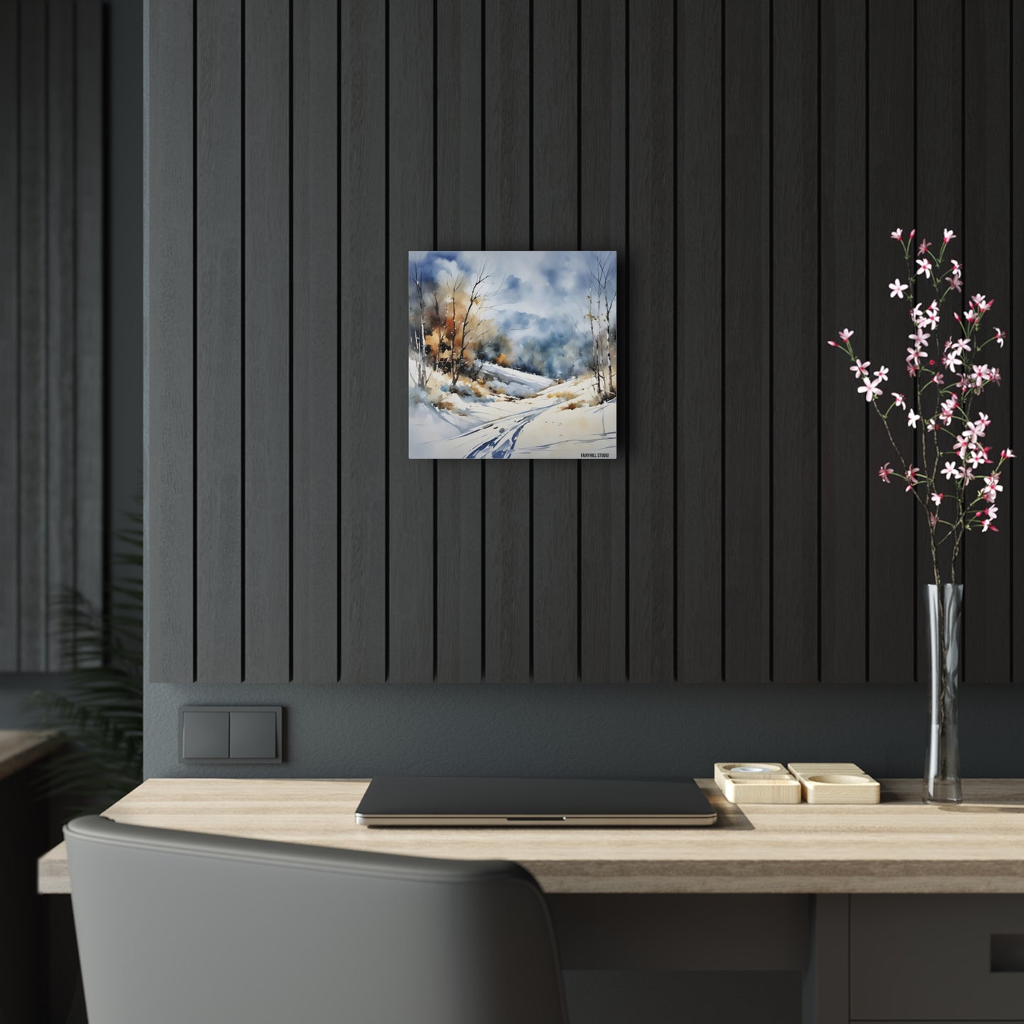 Acrylic Print - Snowy Village Scene