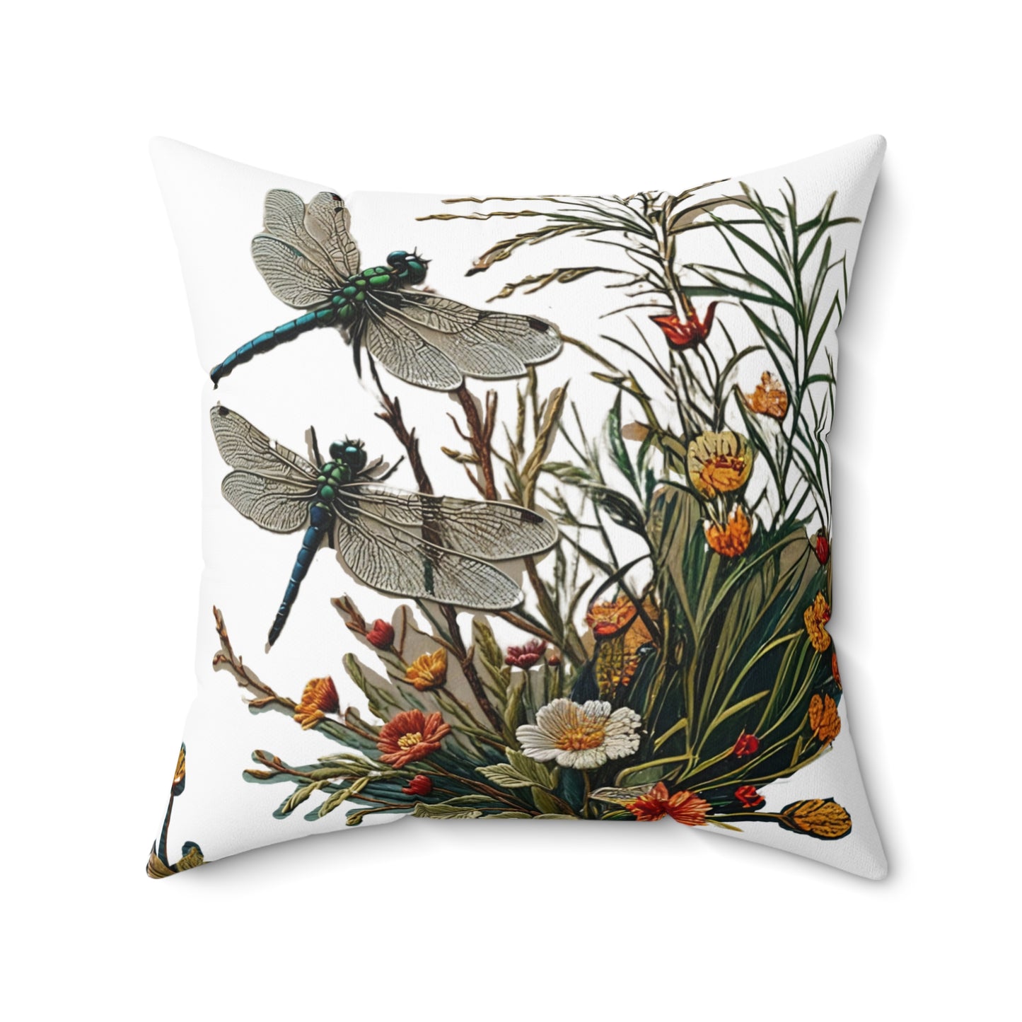 Throw Pillow - Dragonflies on a Blue Pond Art by Fairyhill Studio