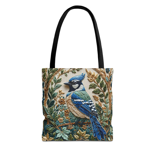 Designer Tote Bag - Blue Jay Bird William Morris Inspired | Eco-Friendly Shopping Bag
