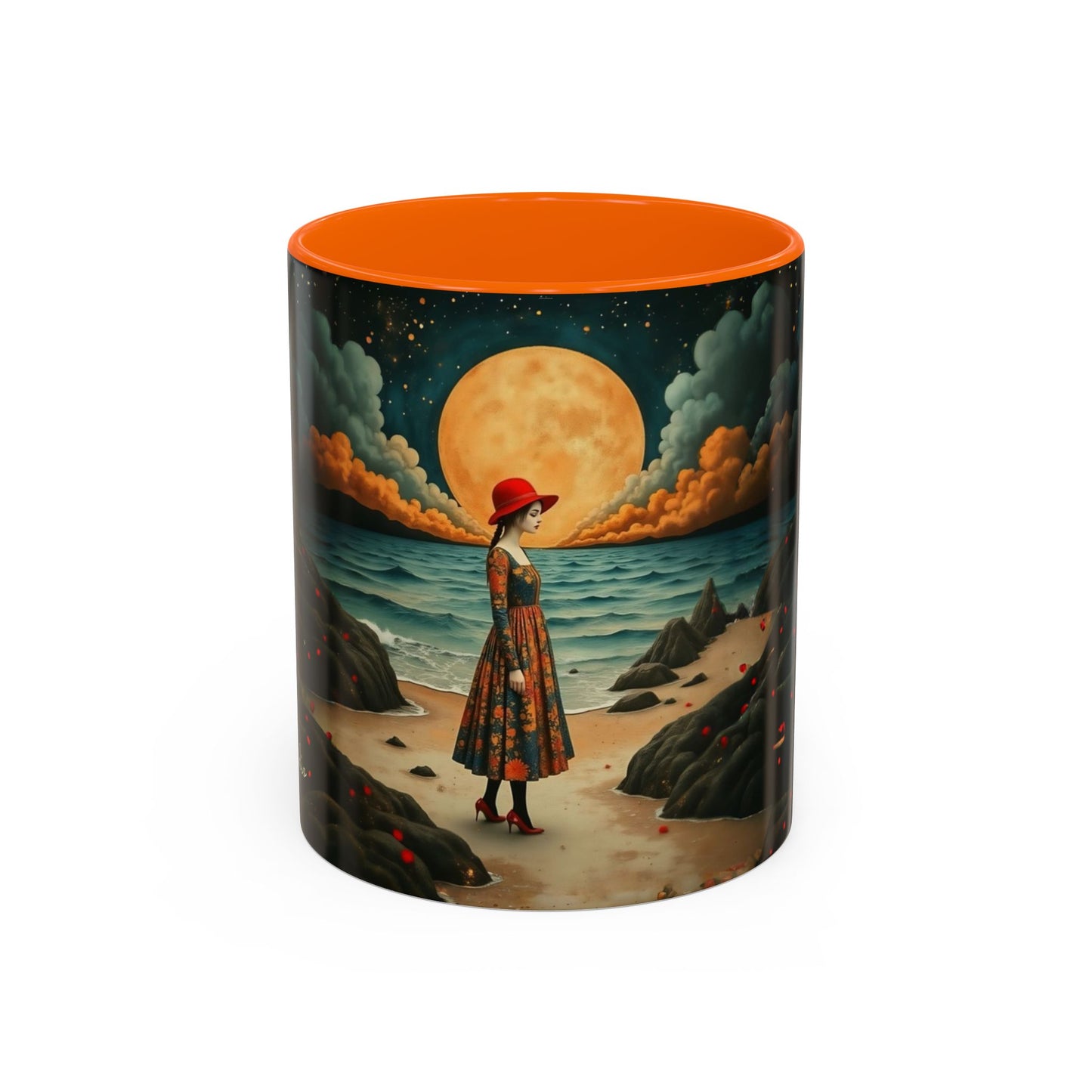 Moon girl wit red hat Art-Themed Coffee Mug - 11 & 15oz Accent Mug for Musroom  Fsiry Lovers
