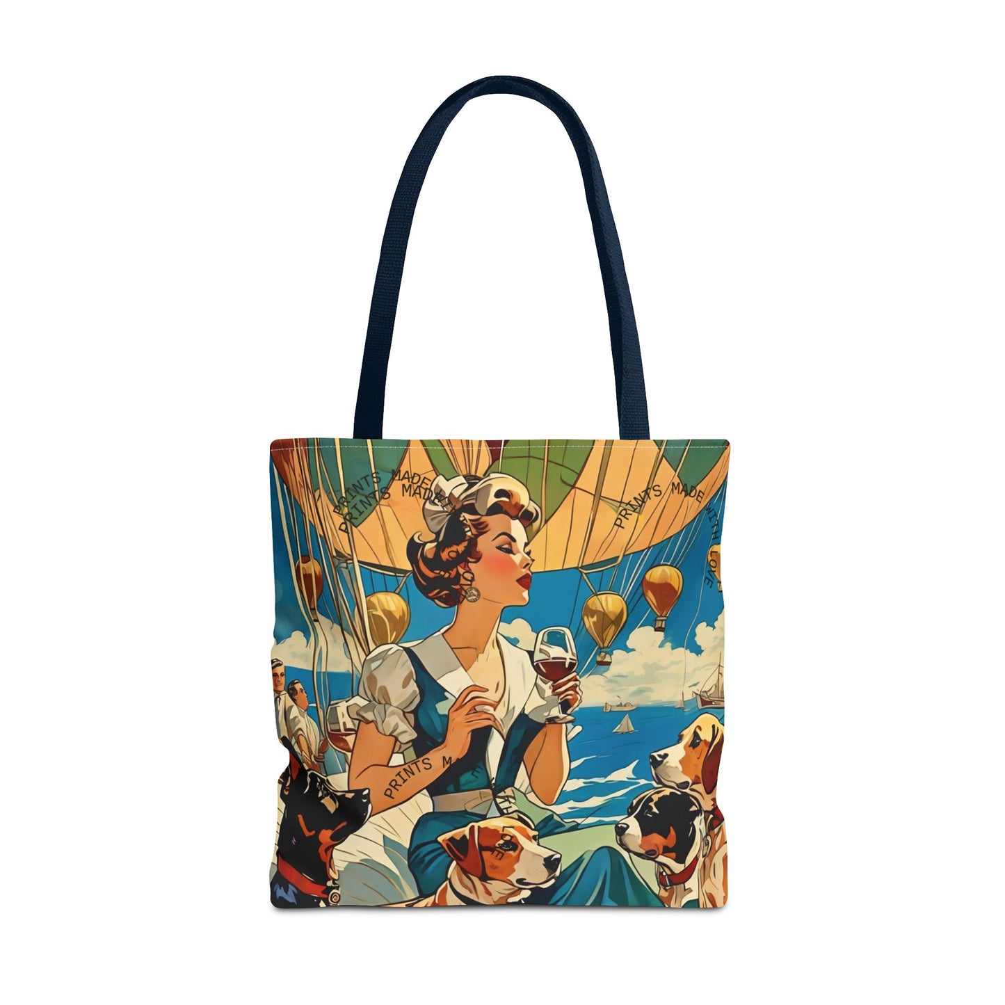 Vintage Hot Air Balloon Dog Lover Tote Bag