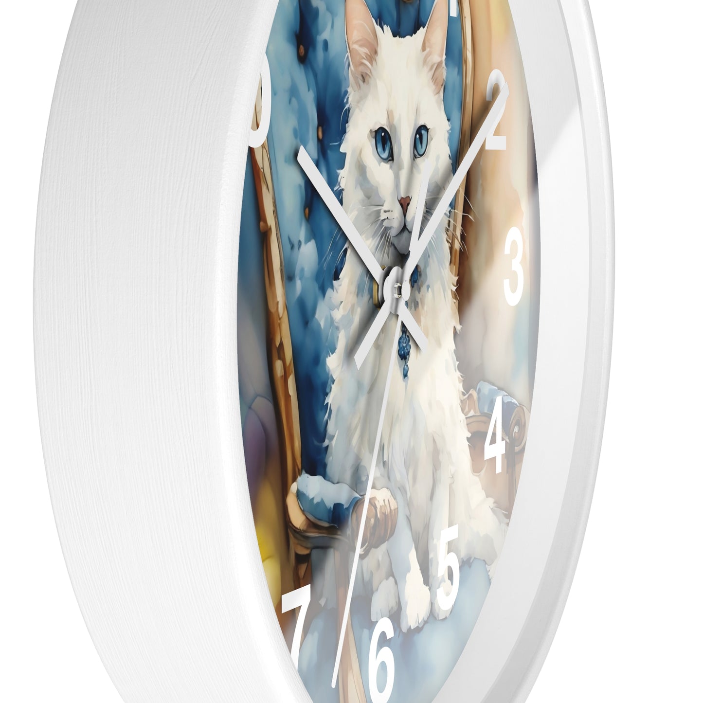 White Cat Lovers Wall Clock