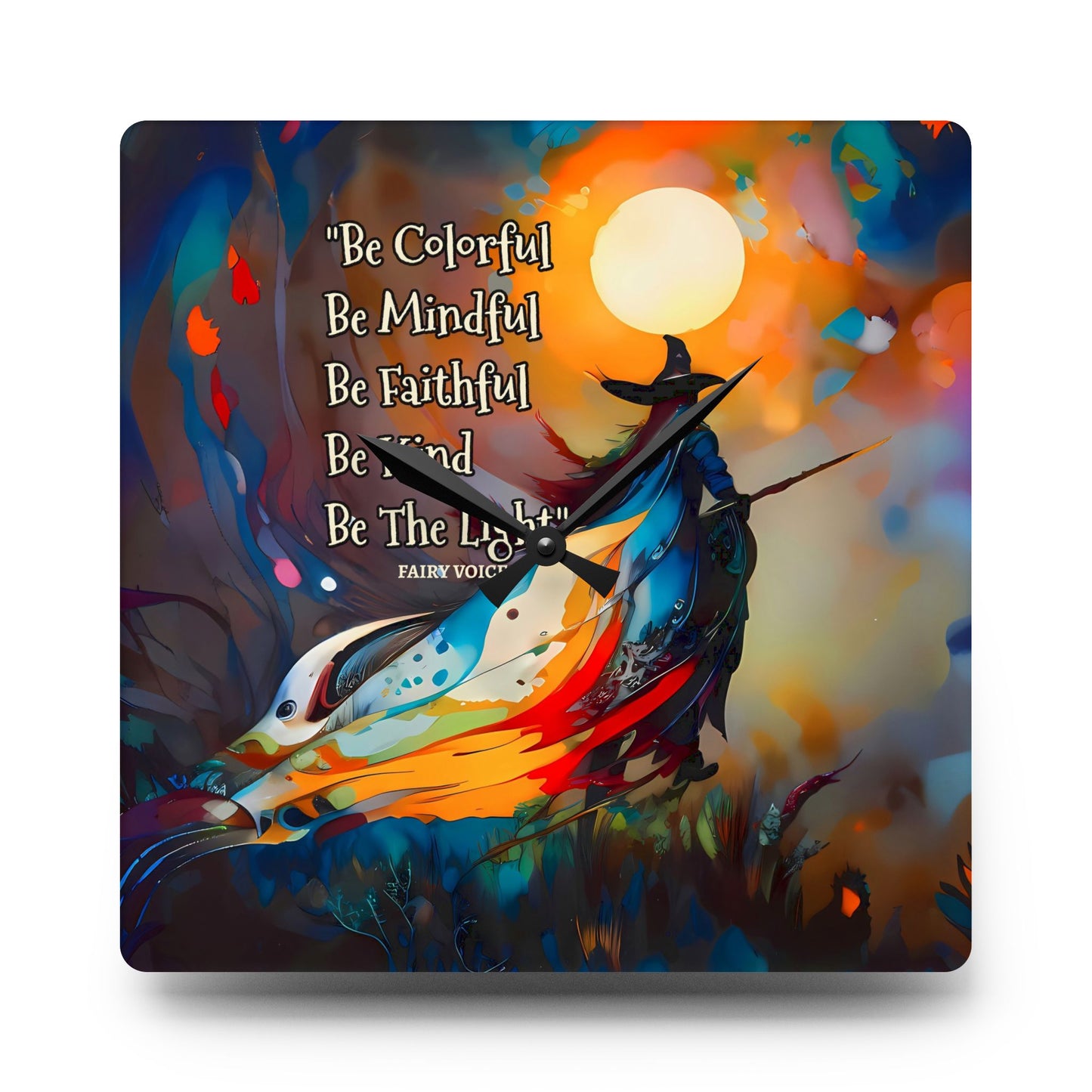 Colorful Witch Wall Clock