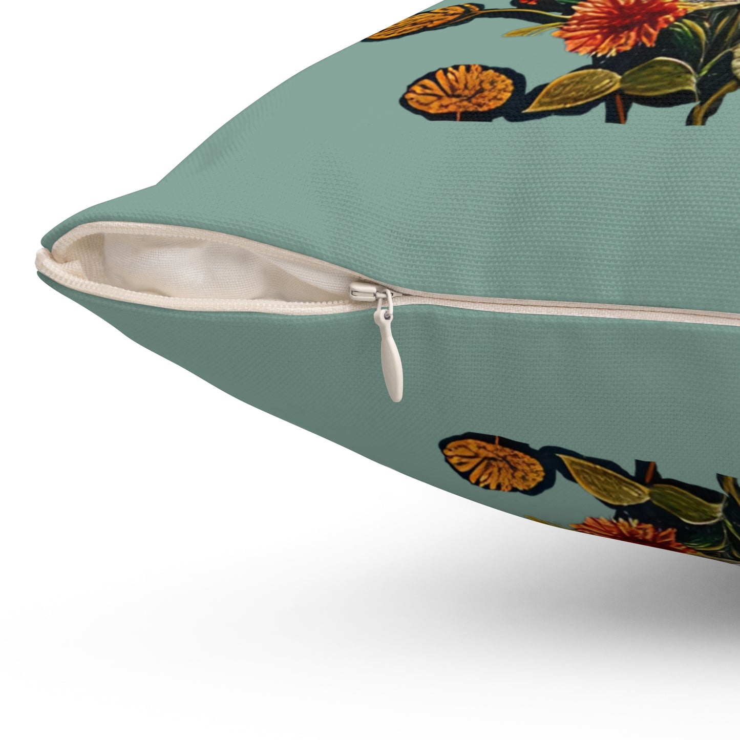 Square Pillow - Dragonflies on a Blue Pond with flowers Art by Fairyhill Studio