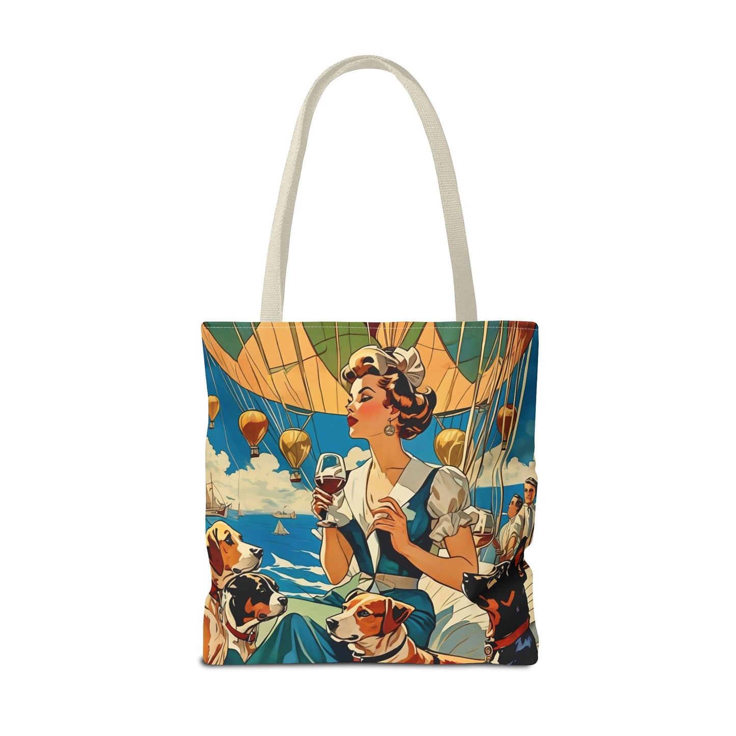 Vintage Hot Air Balloon Dog Lover Tote Bag
