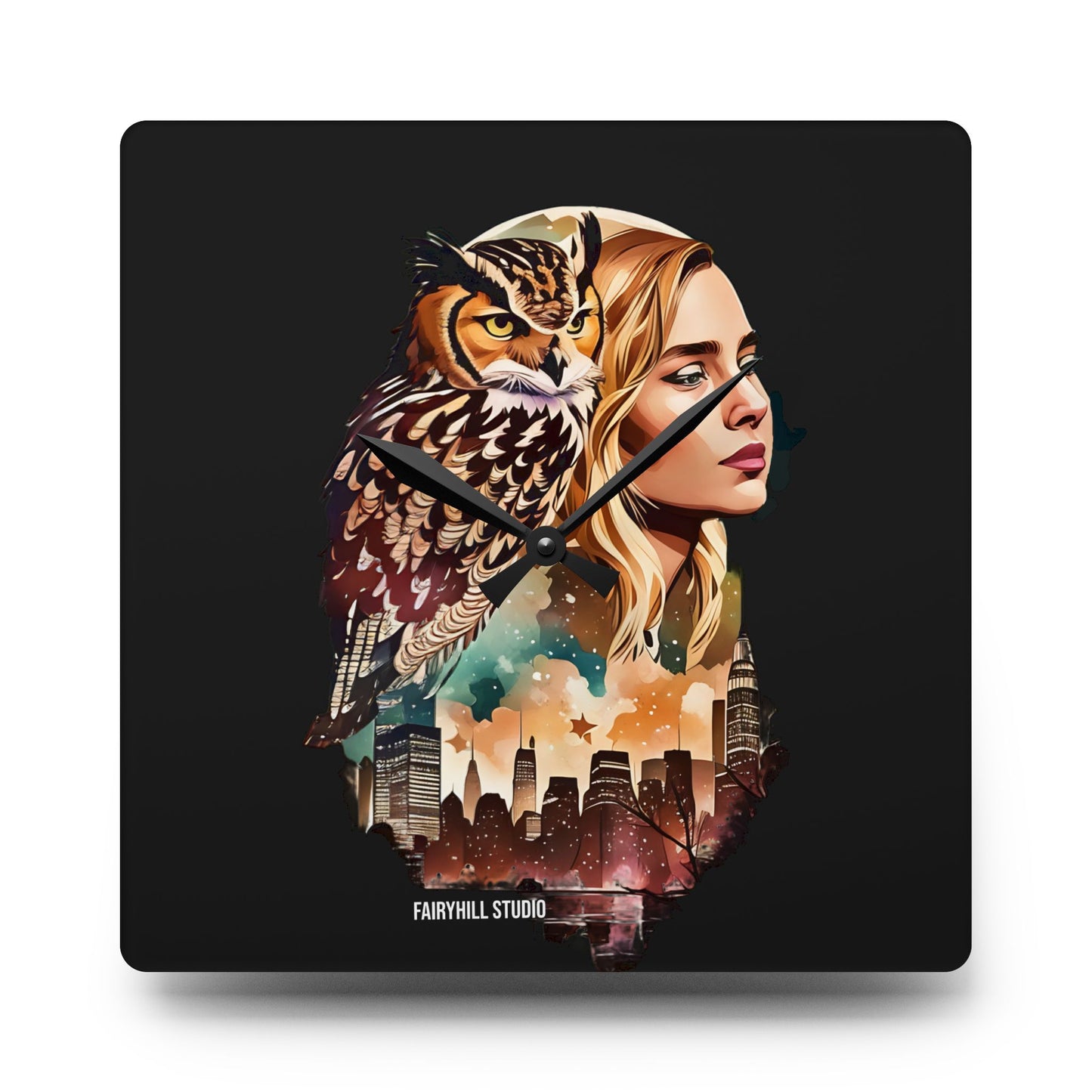 Acrylic Wall Clock -Owl Flaco Newyork Memory of Flaco/Art