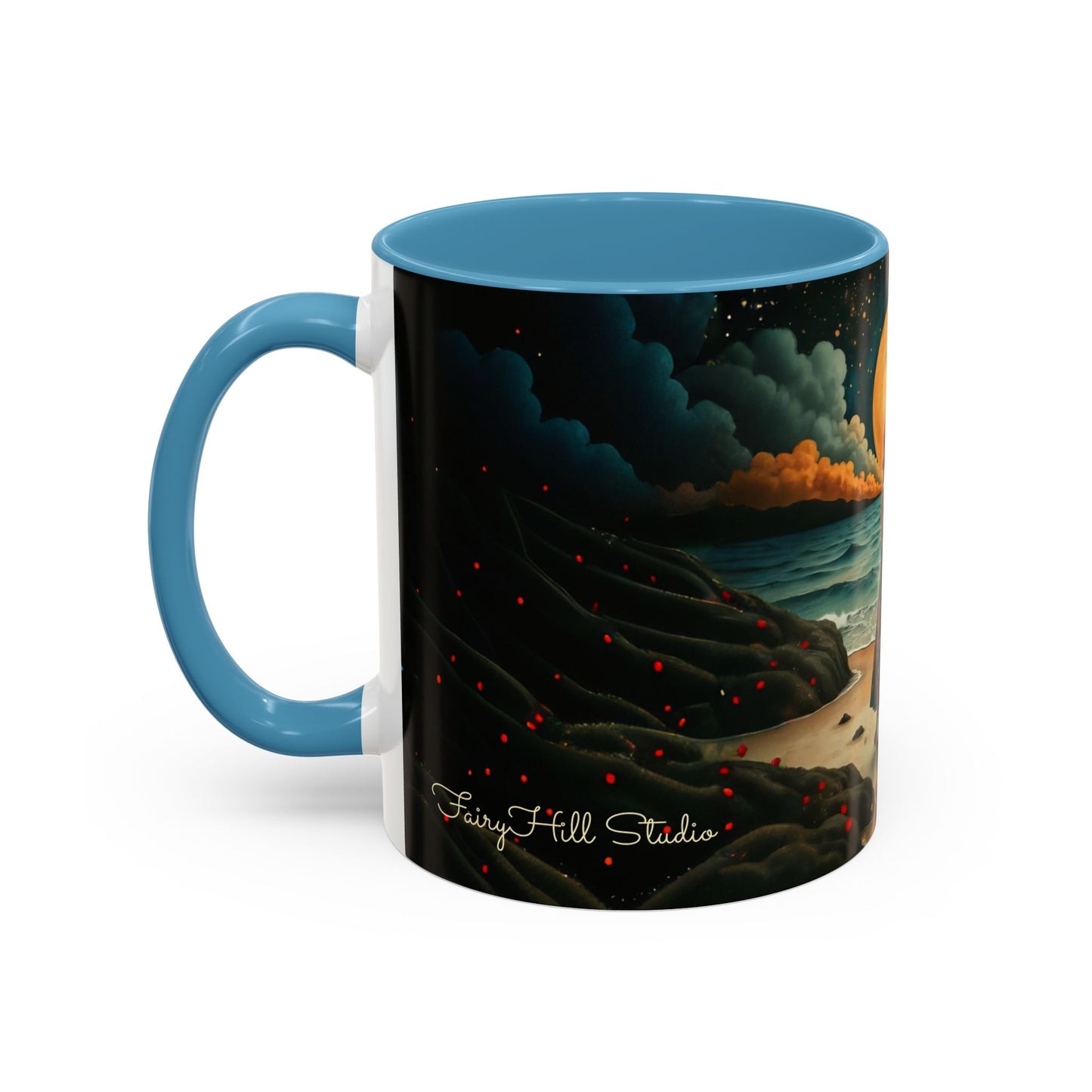 Moon girl wit red hat Art-Themed Coffee Mug - 11 & 15oz Accent Mug for Musroom Fsiry Lovers