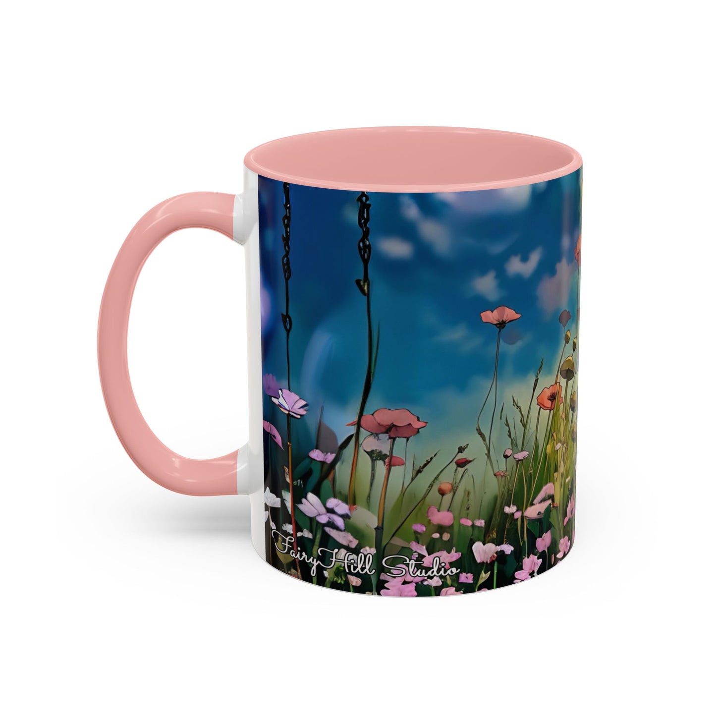 Mug - Lovely Romantic Girl Gathering Flowers in Summer Field