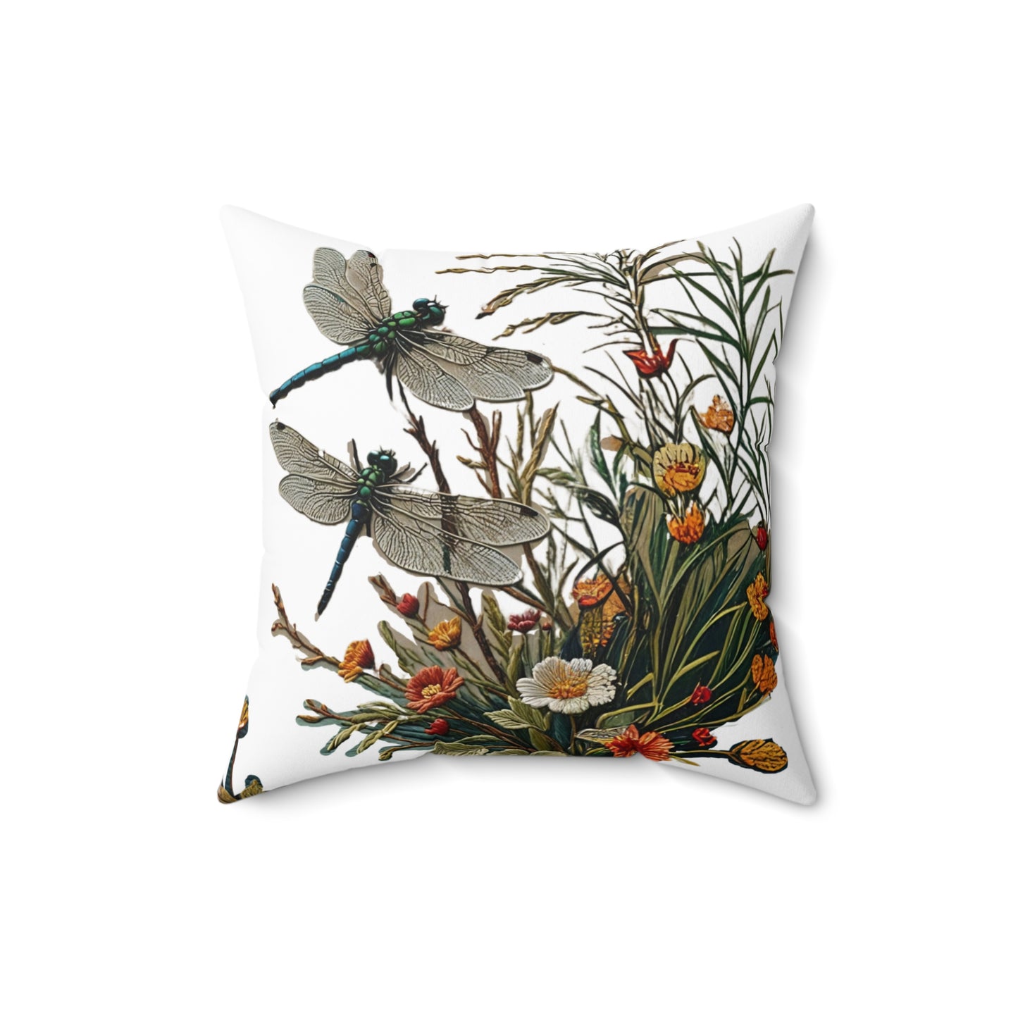 Throw Pillow - Dragonflies on a Blue Pond Art by Fairyhill Studio