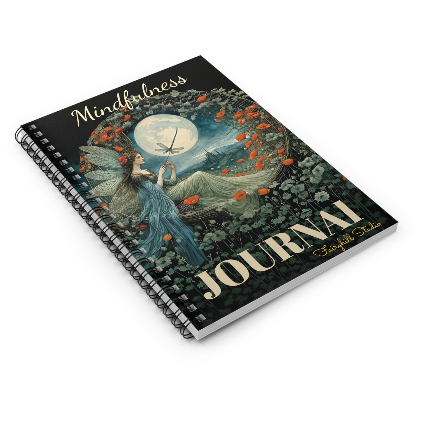 Dragonfly Moon Fairy Mindfulness Spiral Notebook Art Journal