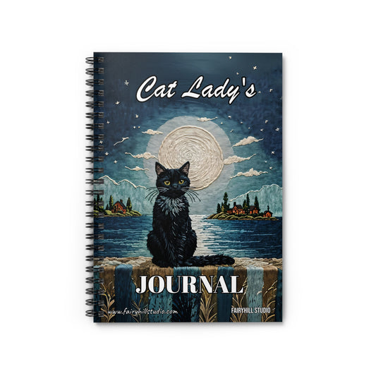 Black Cat Lady Journal  Spiral Notebook - Ruled Line