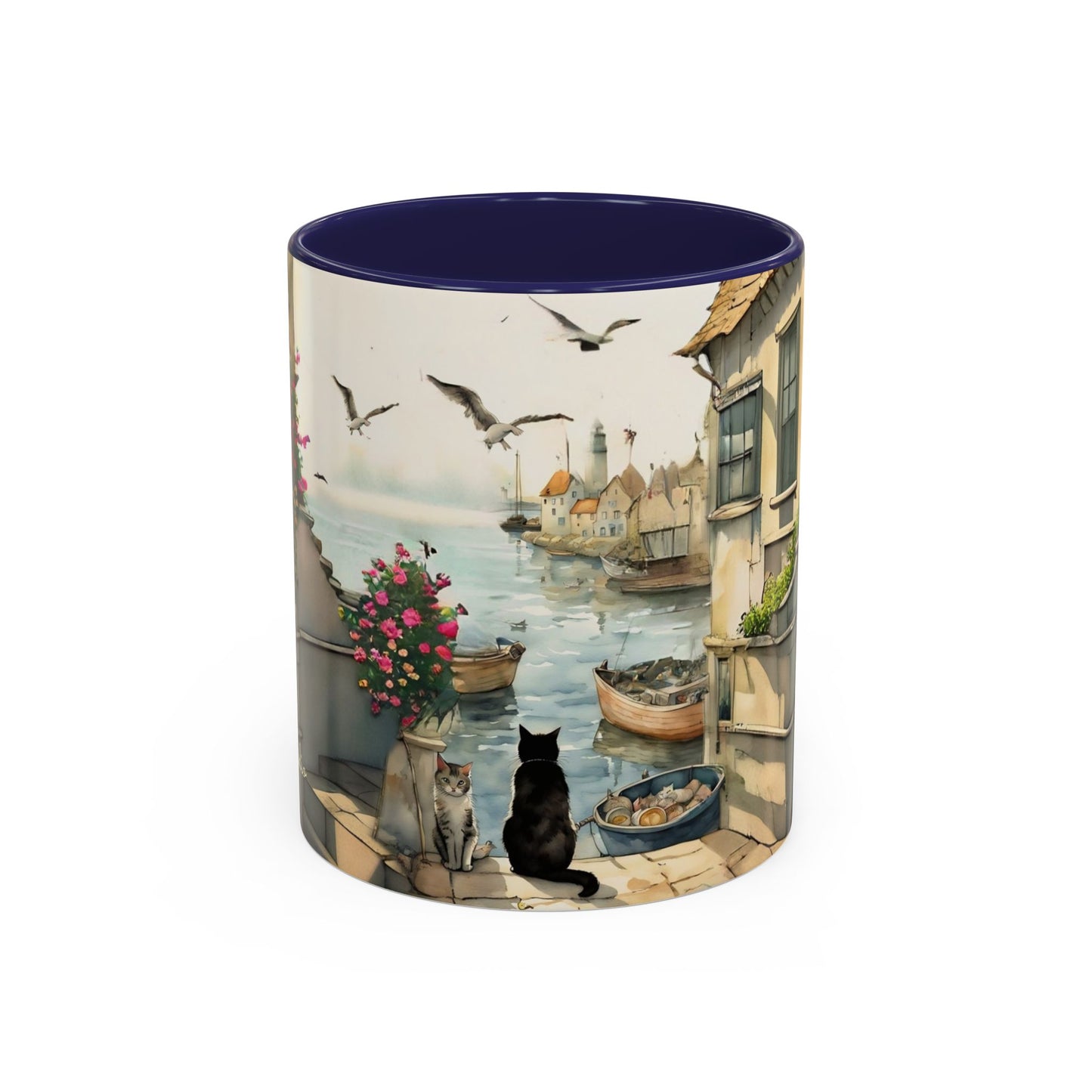Harbour cats Art-Themed Coffee Mug - 11 & 15oz Accent Mug for Cat Lovers