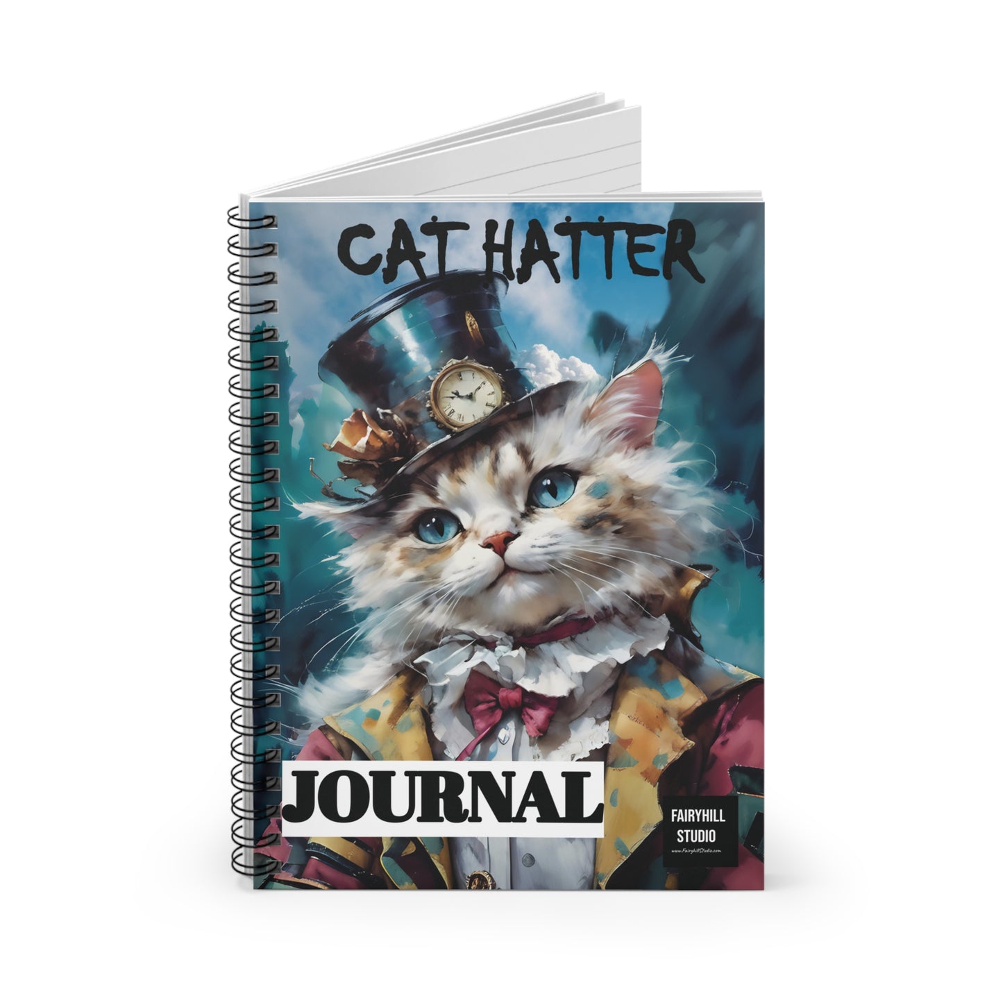 Journal - Mad Hatter Style Cat Lover's Ruled Line Notebook