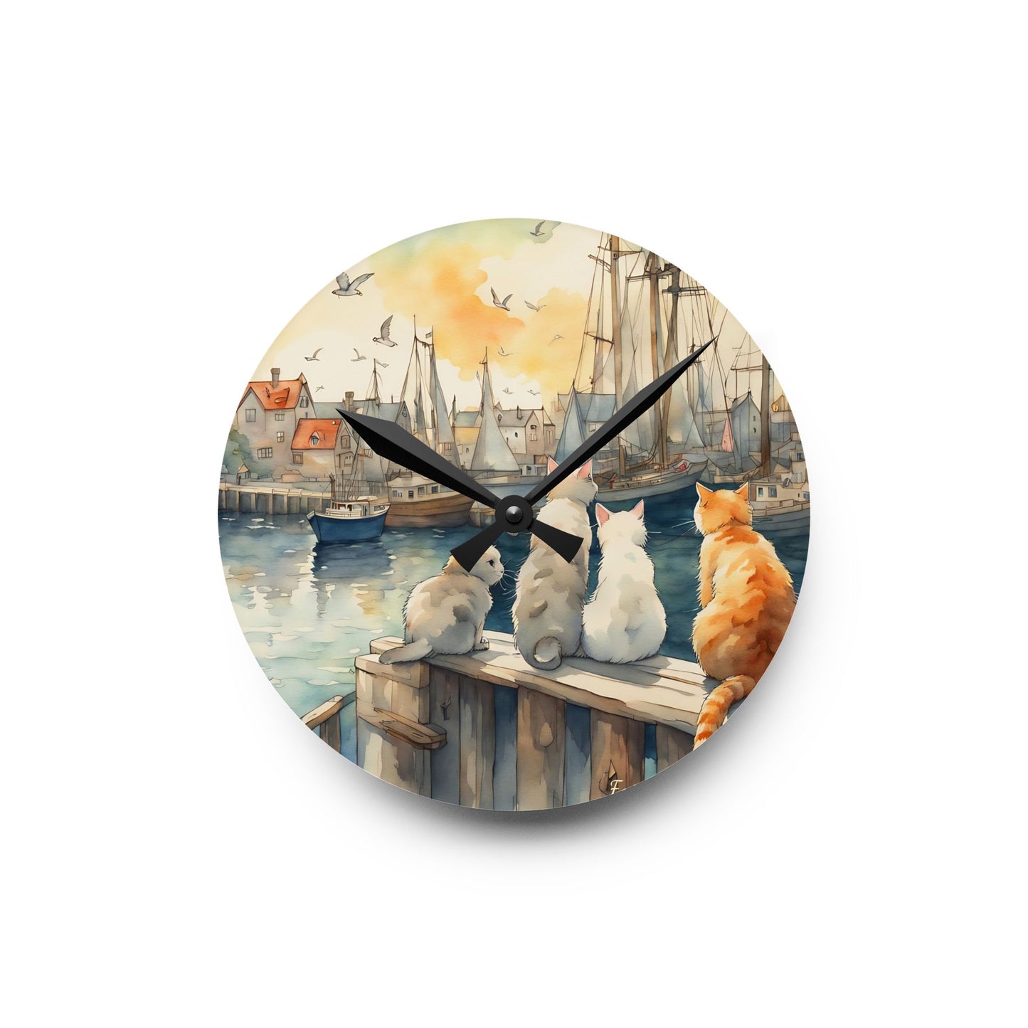 Cats And The City - by Fairyhill Studio Wall clock Gift Acrylic Wall Clock