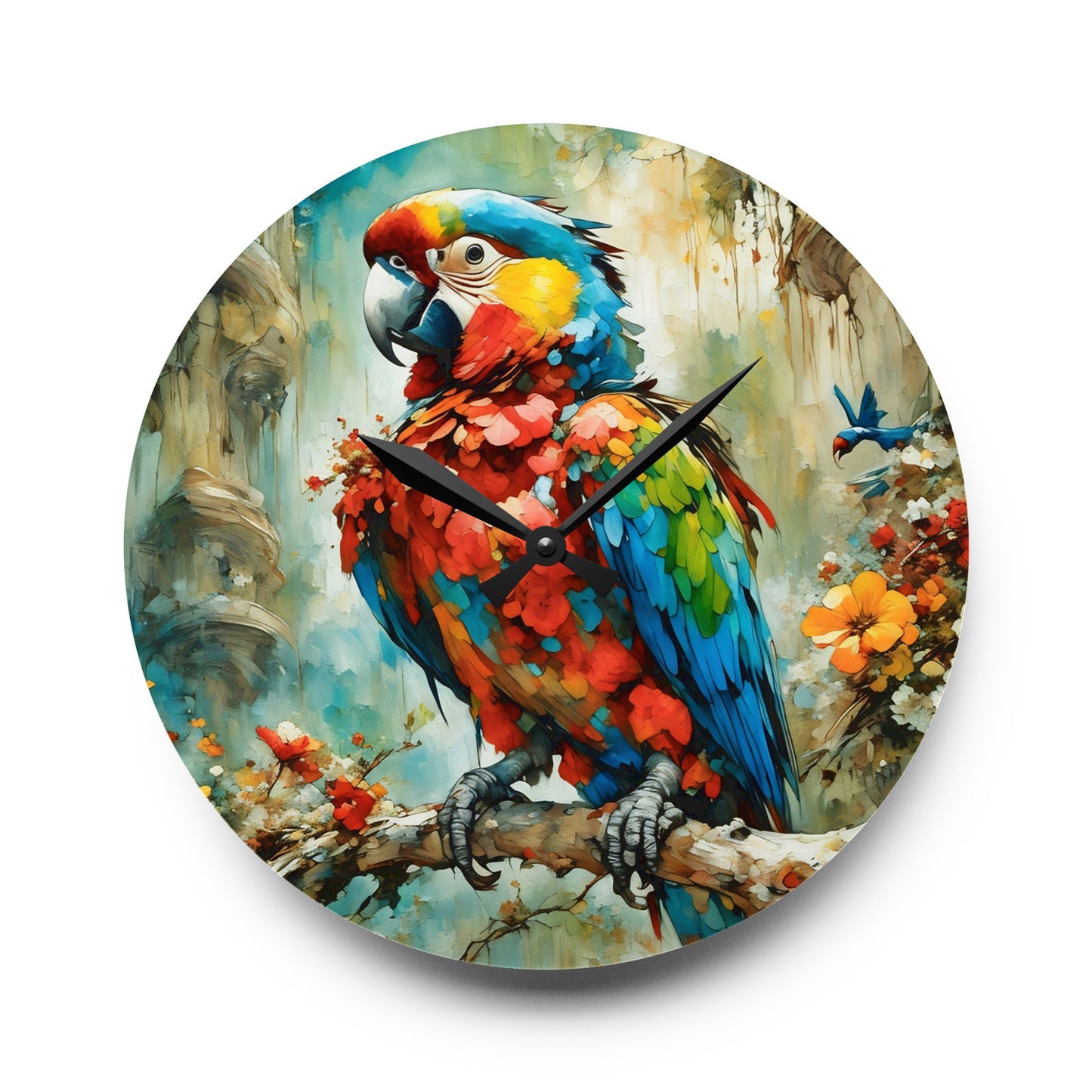 Tropical Parrot Wall Clock