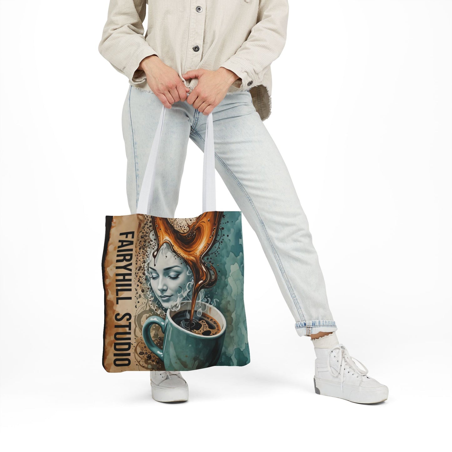 Morning Coffee Fairyhill studio Canvas Tote Bag - Perfect for Beach Days, Eco-Friendly Shopping, and Summer Fun!