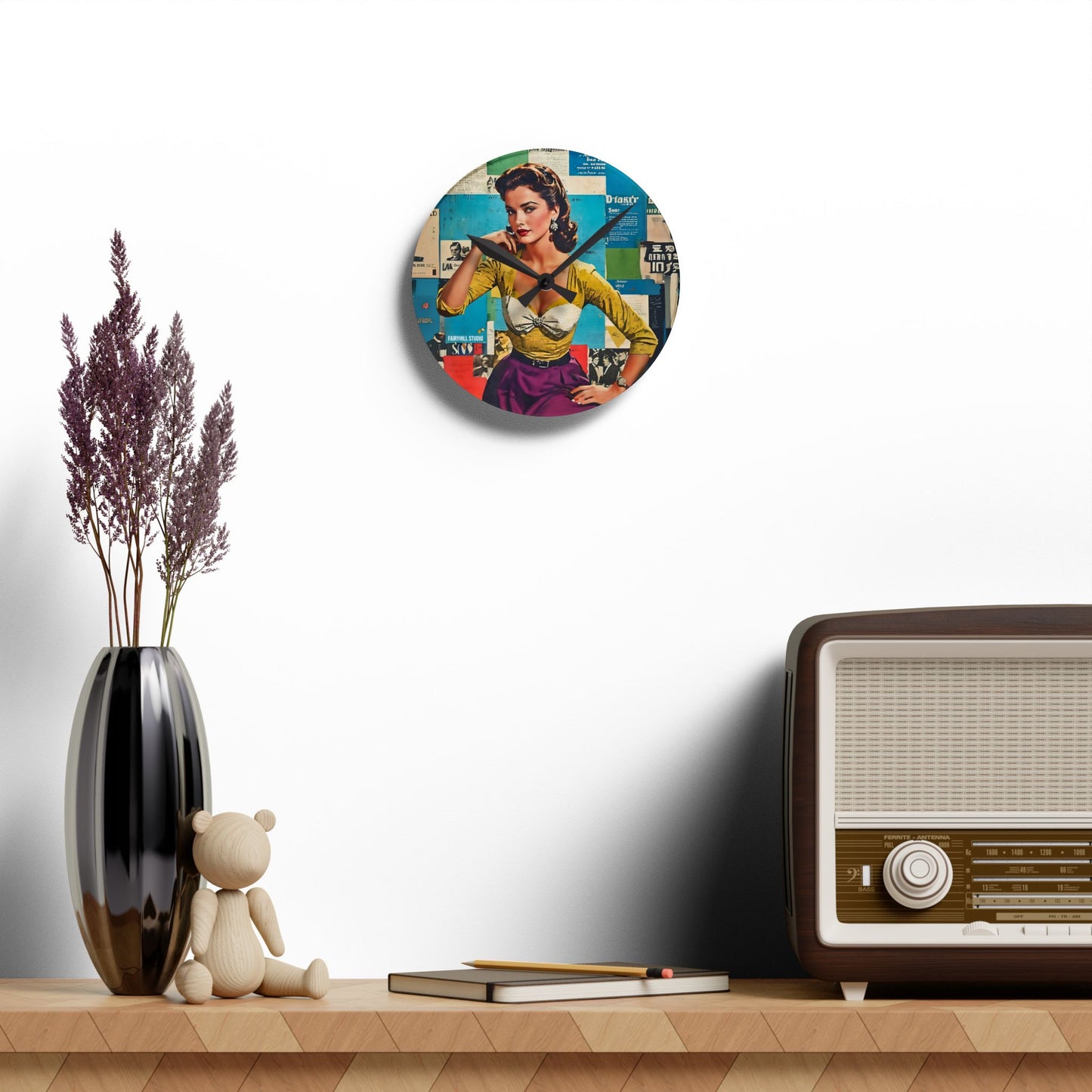 Acrylic Wall Clock - Vintage Hollywood Movie Star Art